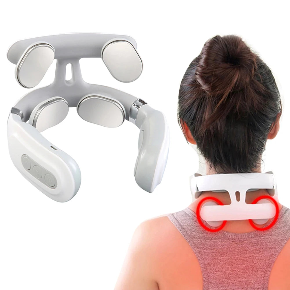 4-Head Neck Massager With Heat USB Rechargeable Cervical Wellness