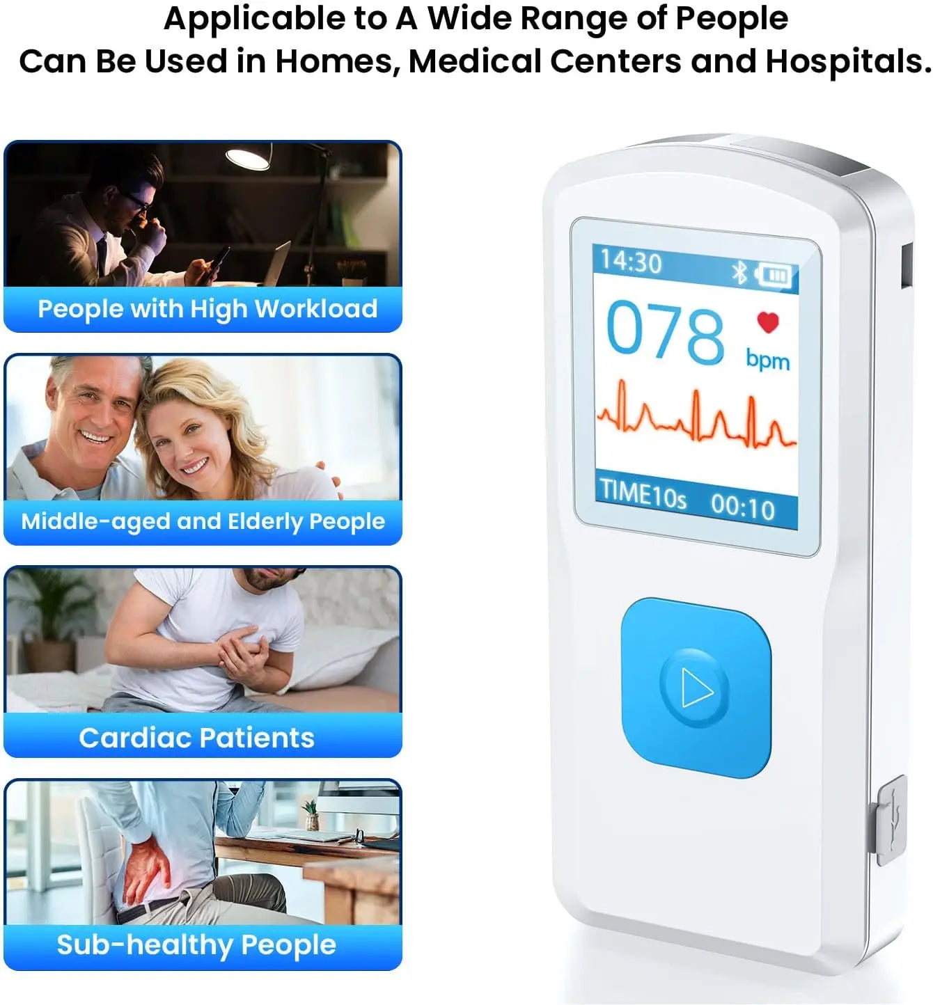 KTSCMRR ECG Monitor PM10 Portable EKG With Heart Rate Bluetooth