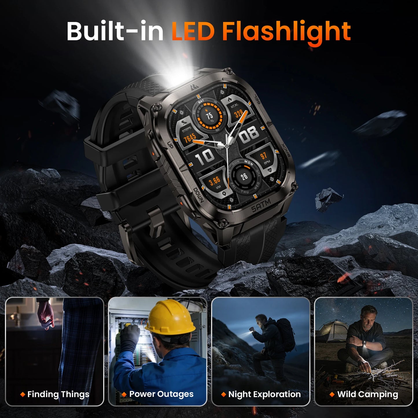 Kospet Tank M4C Rugged Smartwatch GPS Fitness Tracker Waterproof