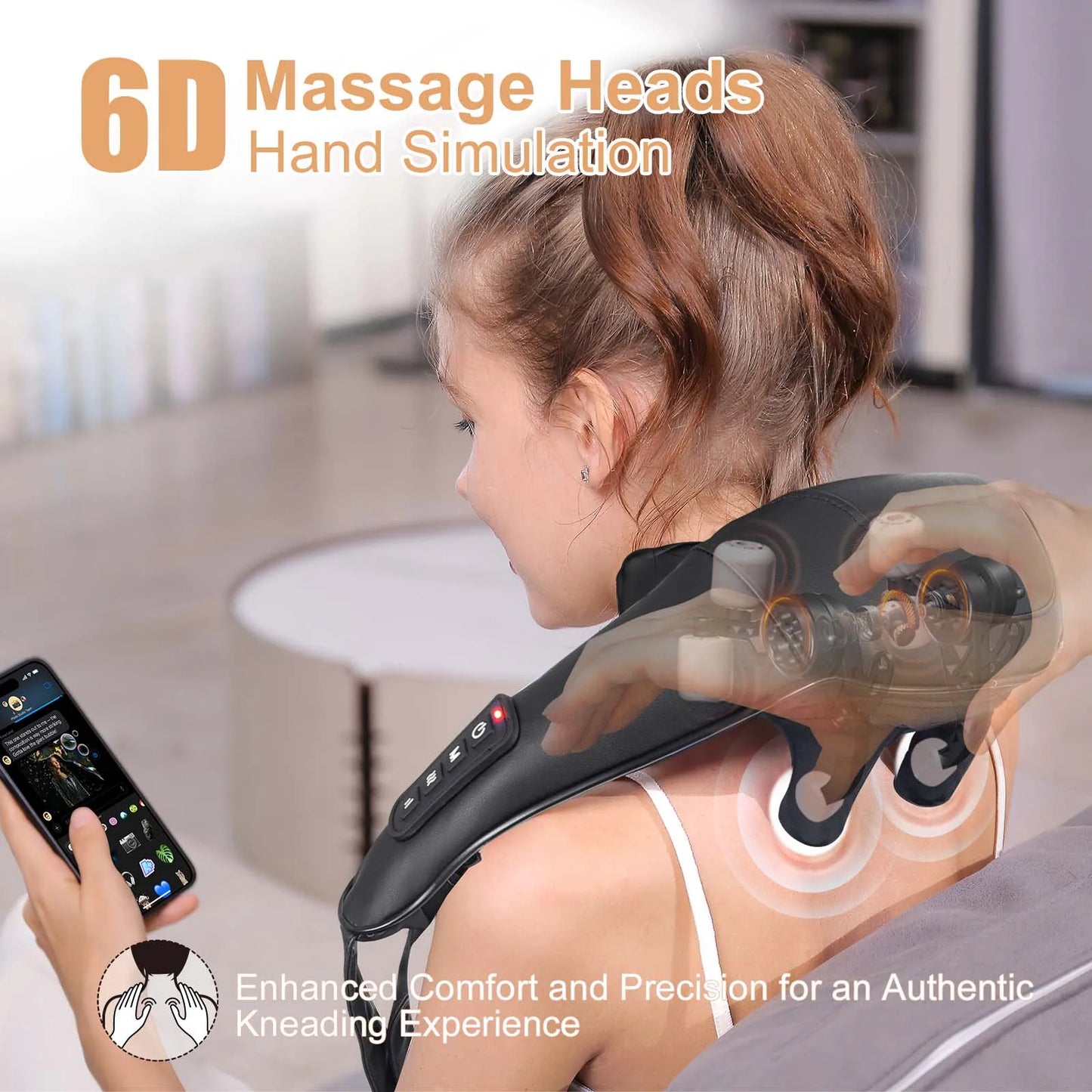 MASGREE Shiatsu Back Neck Massager Cordless With Heat