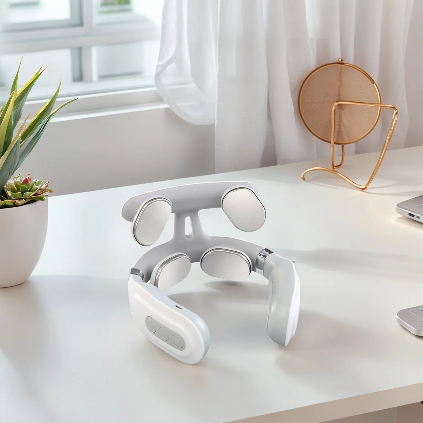 4-Head Neck Massager With Heat USB Rechargeable Cervical Wellness