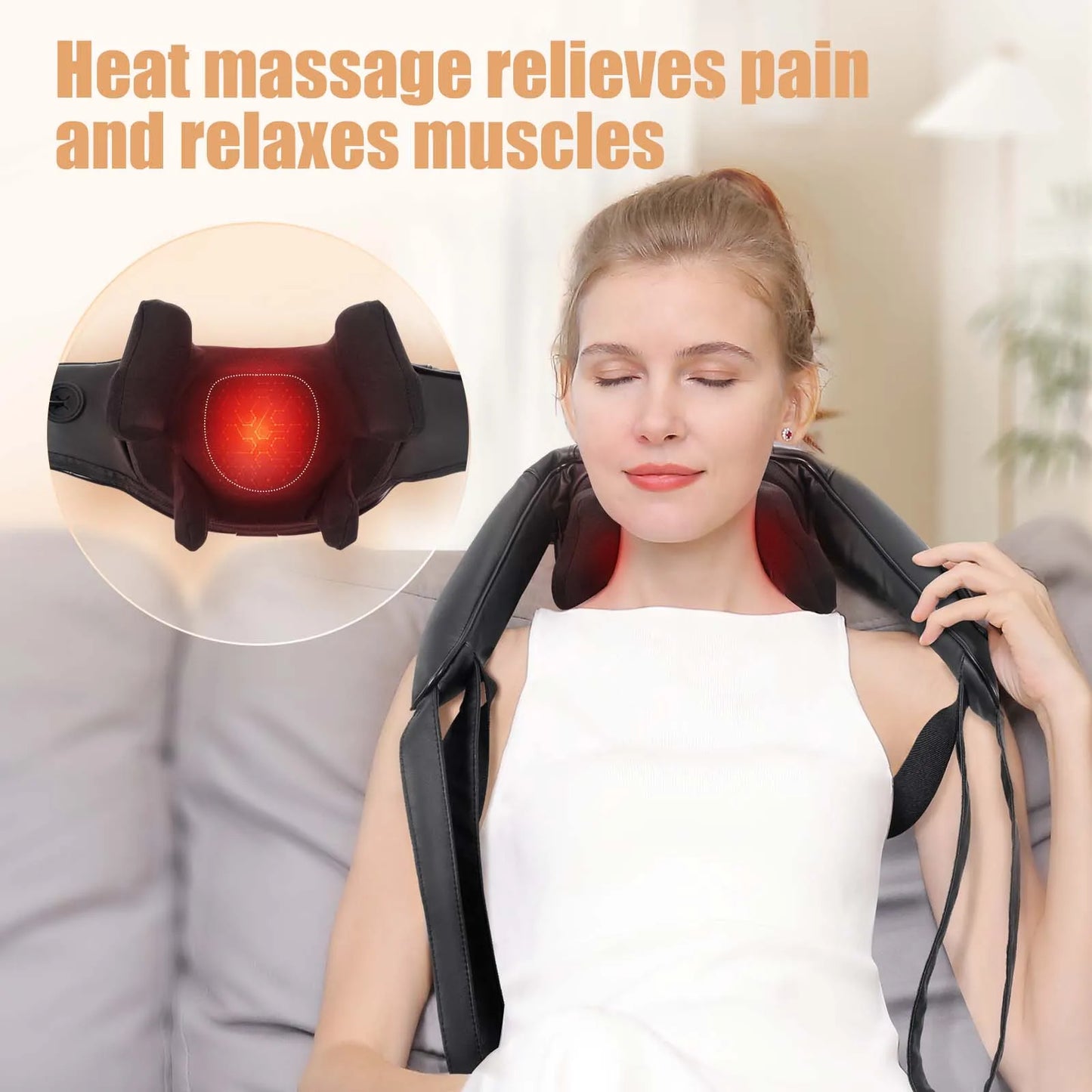 MASGREE Shiatsu Back Neck Massager Cordless With Heat