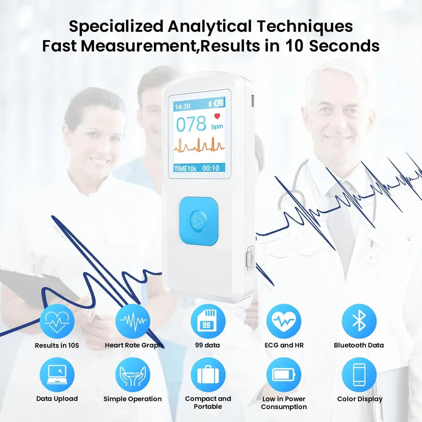 KTSCMRR ECG Monitor PM10 Portable EKG With Heart Rate Bluetooth