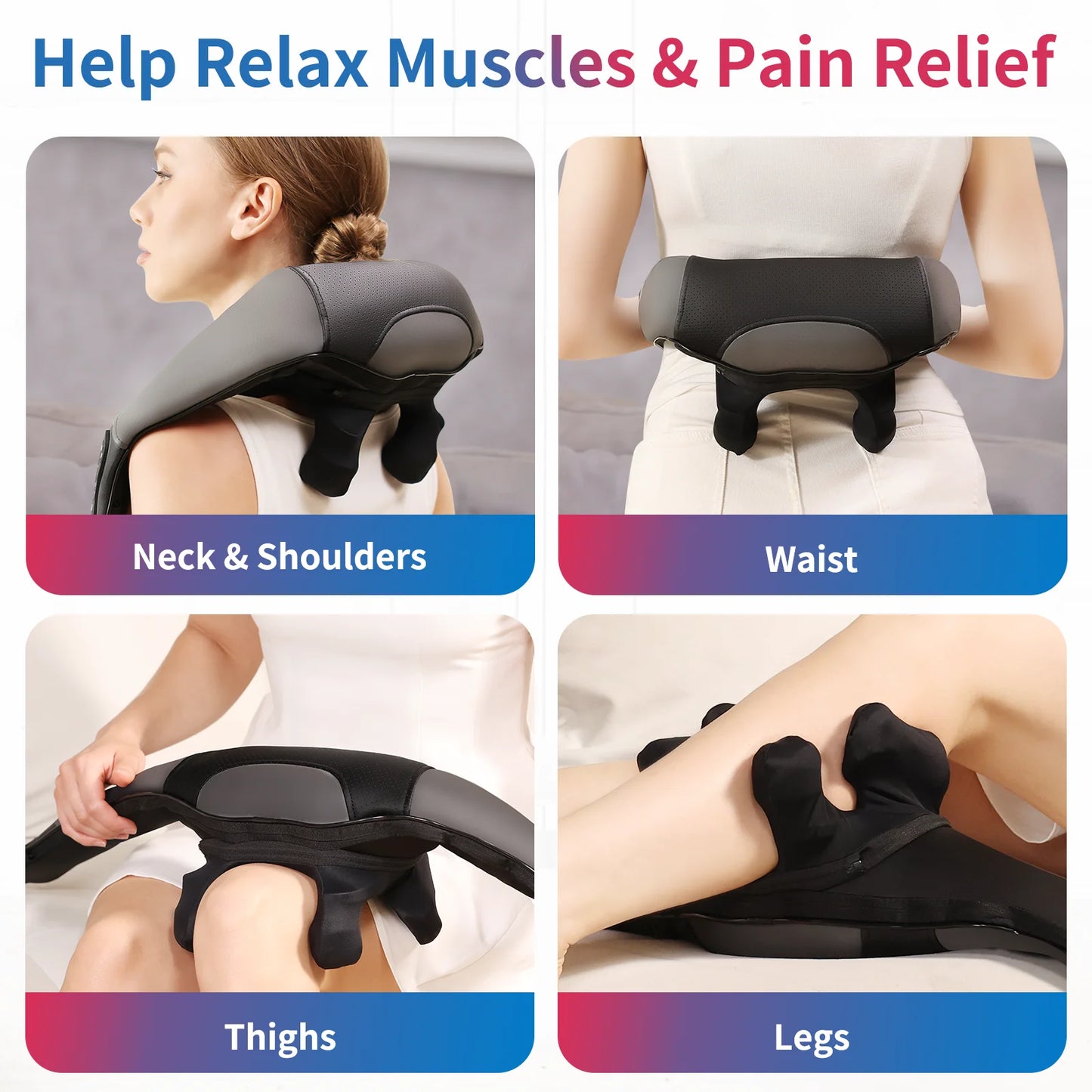 MASGREE Wide Adjustable 4D Kneading Cordless Neck Massager With Heat