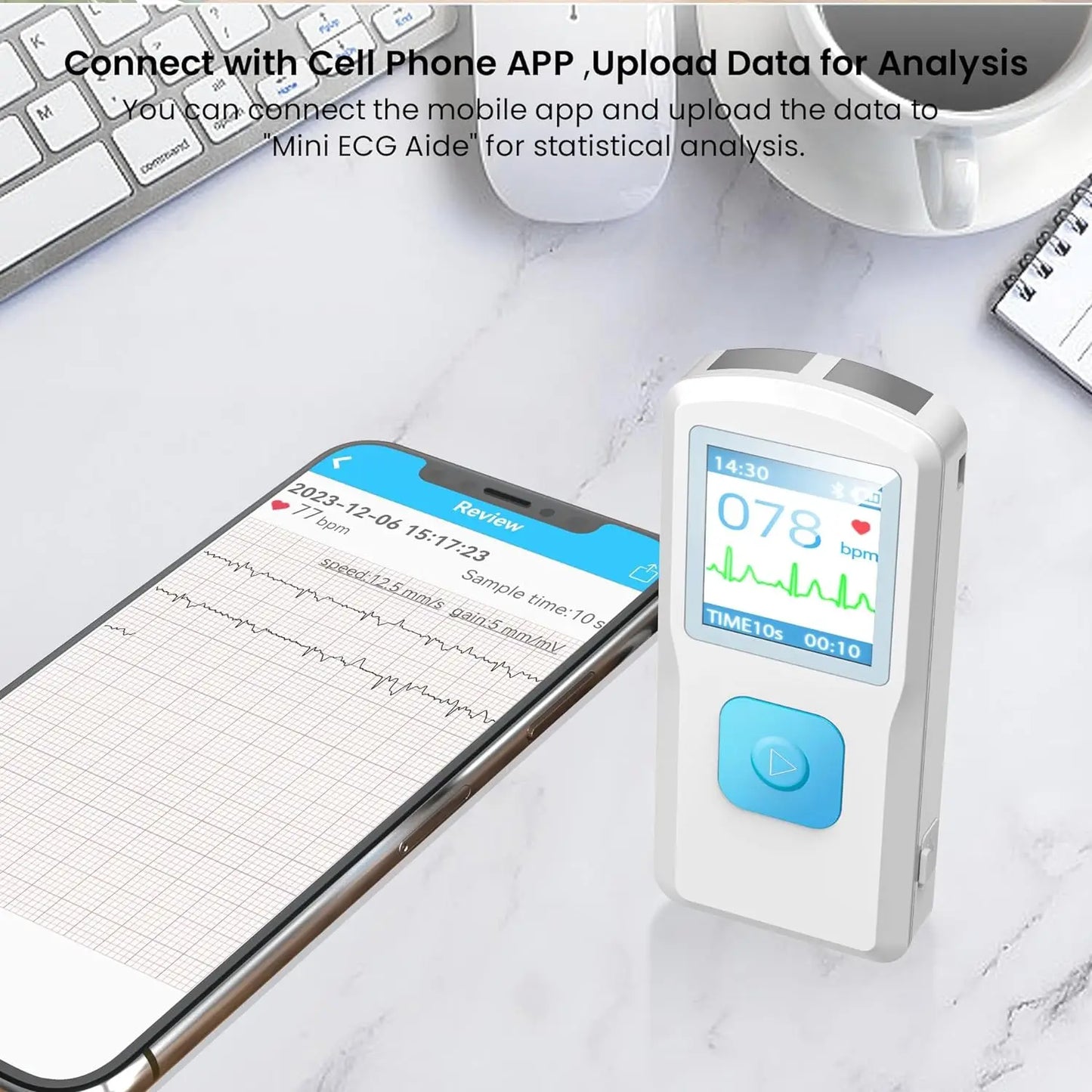 KTSCMRR ECG Monitor PM10 Portable EKG With Heart Rate Bluetooth