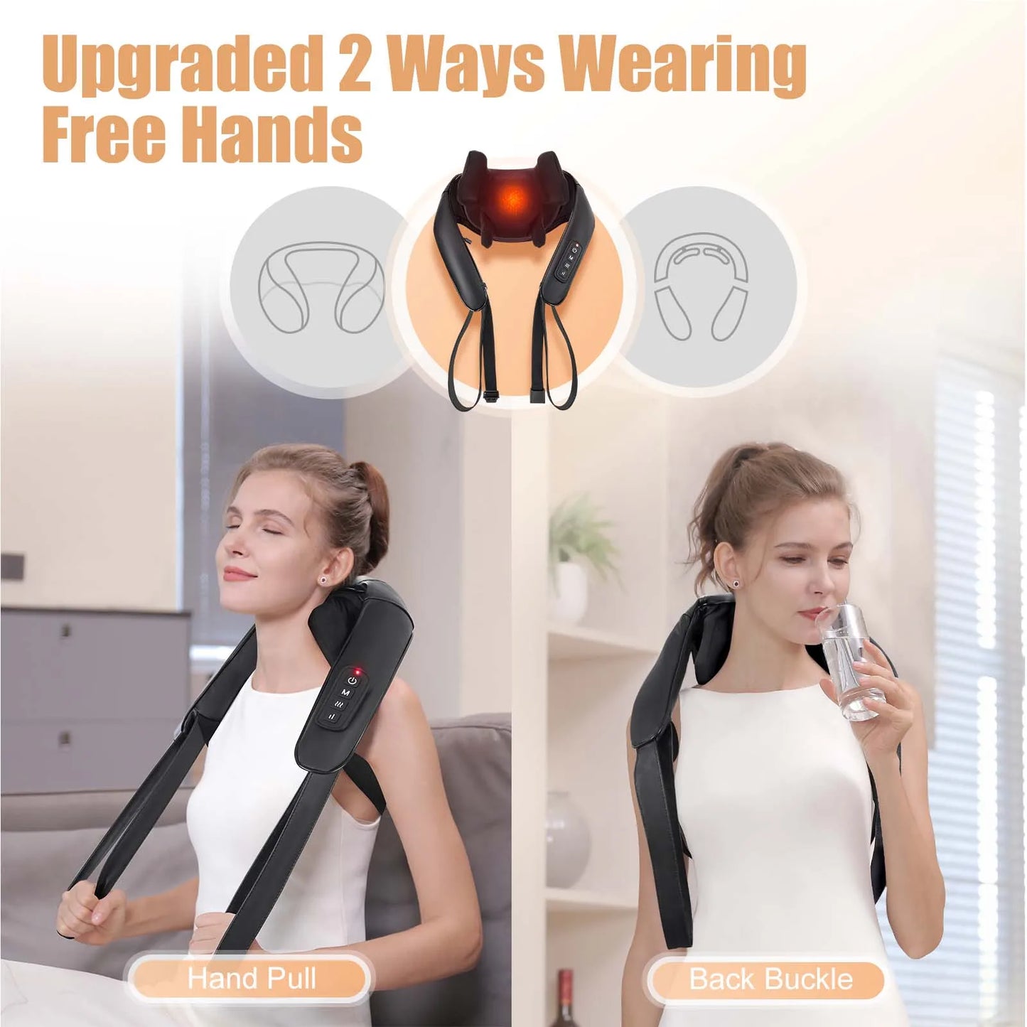 MASGREE Shiatsu Back Neck Massager Cordless With Heat